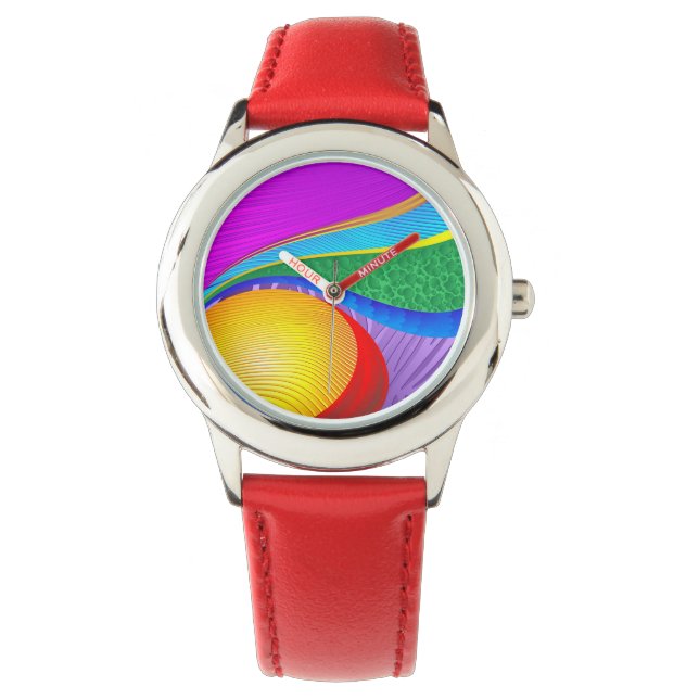 Rainbow Colors Abstrakt Fantasy Uhren (Vorderseite)