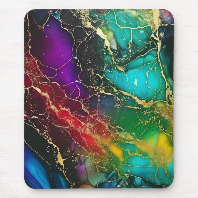 Rainbow Colors Alcohol Ink Painting Mousepad (Vorne)