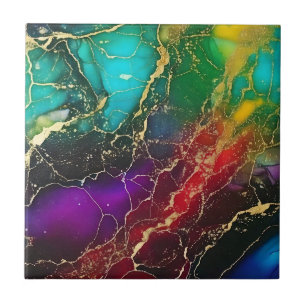 Rainbow Colors Alcohol Ink Tasche Fliese