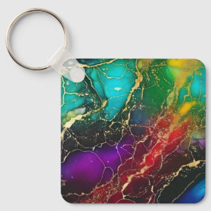 Rainbow Colors Alcohol Ink Tasche Schlüsselanhänger