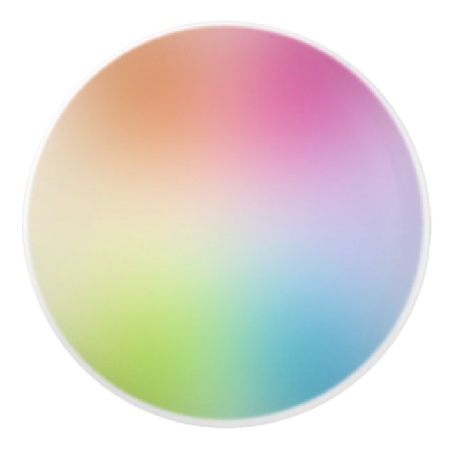 Rainbow Colors Blue Green Pink Red Lila Yellow Keramikknauf (Vorderseite)