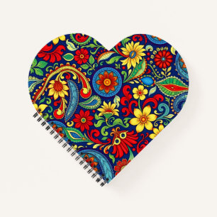 Rainbow Colors Blume Paisley Design Notizbuch