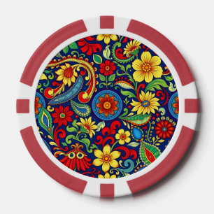 Rainbow Colors Blume Paisley Design Pokerchips