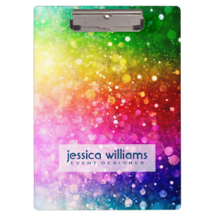 Rainbow Colors Bokeh Glitzer Klemmbrett