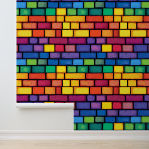 Rainbow Colors Brick Pattern Tapete