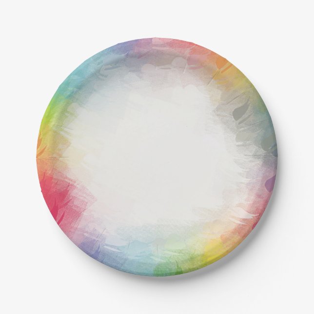 Rainbow Colors Custom Party Birthday Round Pappteller (Vorderseite)