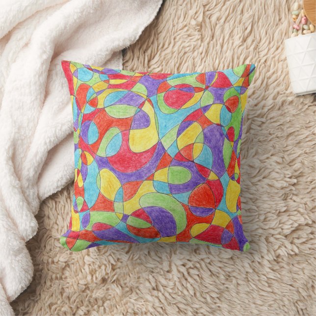 Rainbow Colors Handgezeichnetes Crayon Doodle Must Kissen (Decke)