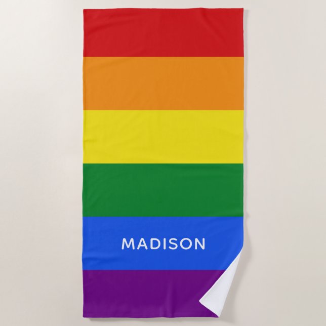 Rainbow Colors individuelle Name Strandtuch (Vorderseite)