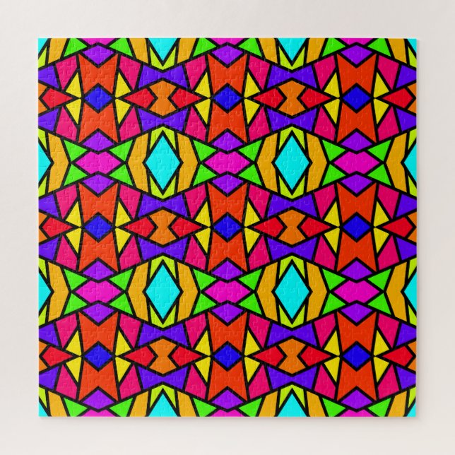 Rainbow Colors Patchwork Geometrisches Wiederholmu (Vertikal)