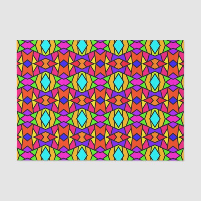 Rainbow Colors Patchwork Geometrisches Wiederholmu Seidenpapier (Vorderseite)