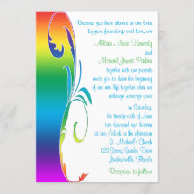 Rainbow Colors Scrolled Wedding Einladung