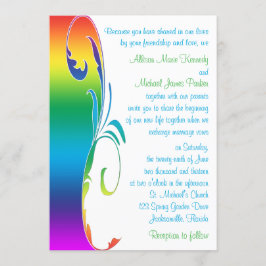 Rainbow Colors Scrolled Wedding Einladung
