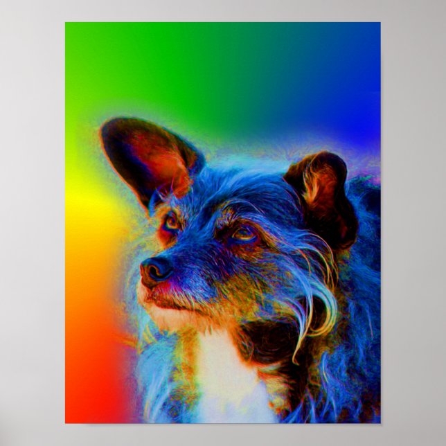 Rainbow Colors Terrier Abstrakt Hunde Kunst Poster (Vorne)