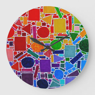 Rainbow Colour Chart Mosaic Abstract Art Große Wanduhr
