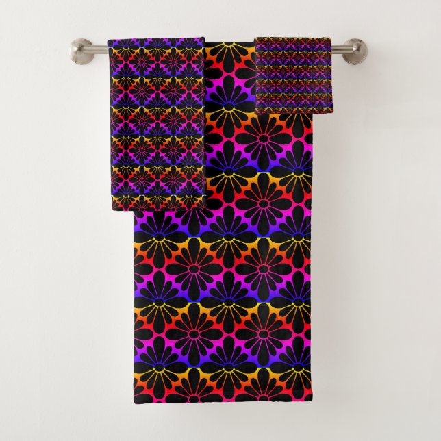 Rainbow Concho Blume Muster Badhandtuch Set (Insitu)