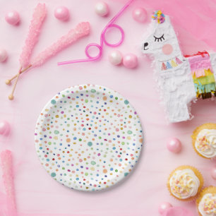 Rainbow Confetti Aquarelltöne Papiertafel Pappteller