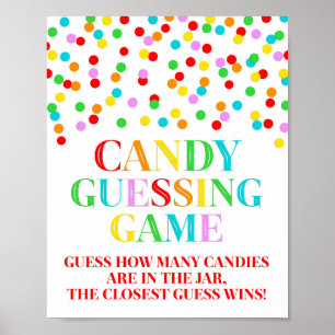 Rainbow Confetti Candy Guessing Game Sign Poster