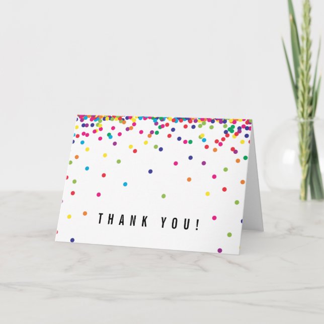 Rainbow Confetti Danke-Karte | Niedlich und einfac Karte (Vorderseite)