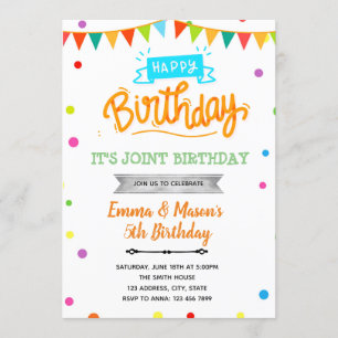 Rainbow Confetti-Gelenk Einladung zum Geburtstag