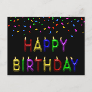 Rainbow Confetti Happy Birthday Candles Postkarte