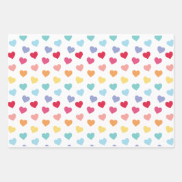 Rainbow Confetti Hearts Valentinstag Geschenkpapier Set