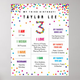Rainbow Confetti-Poster zum dritten Geburtstag Poster