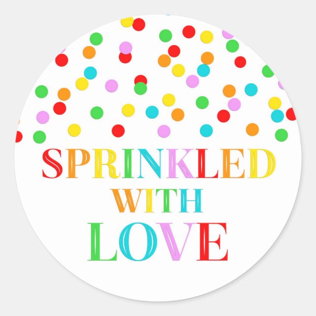 Rainbow Confetti Sprinkler mit Liebe Runder Aufkleber (Vorderseite)