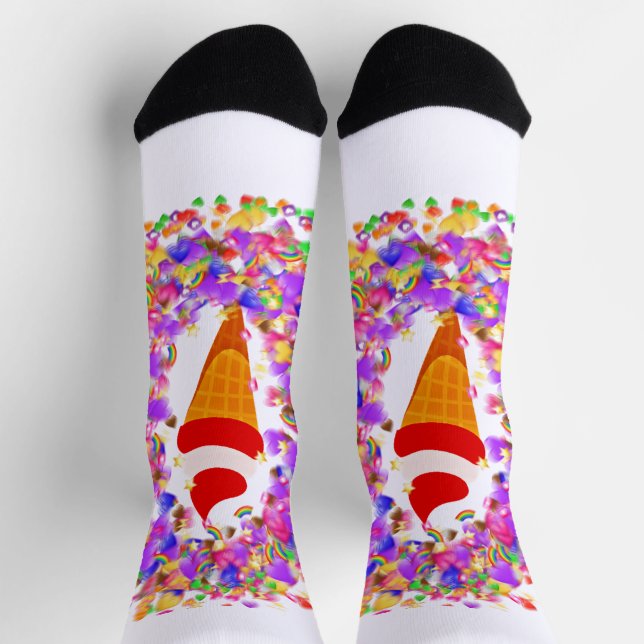 Rainbow Confetti Swirl Ice Cream Socken (Oben)
