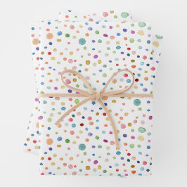 Rainbow Confetti Watercolor Dots Wrapping Paper Geschenkpapier Set