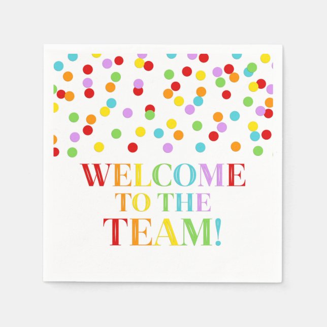 Rainbow Confetti Willkommen im Team Serviette (Vorderseite)