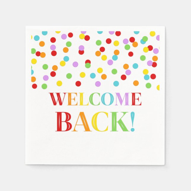 Rainbow Confetti Willkommen zurück Napkins Serviette (Vorderseite)