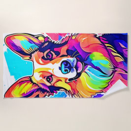 Rainbow Corgi: Pop Art Puppy Joy Strandtuch