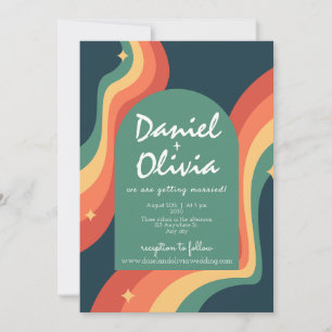 Rainbow Corner mit QR Foto Wedding Einladung