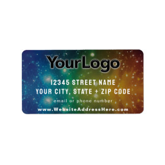 Rainbow Cosmic Galaxy Stars Artisan Company Logo Adressaufkleber