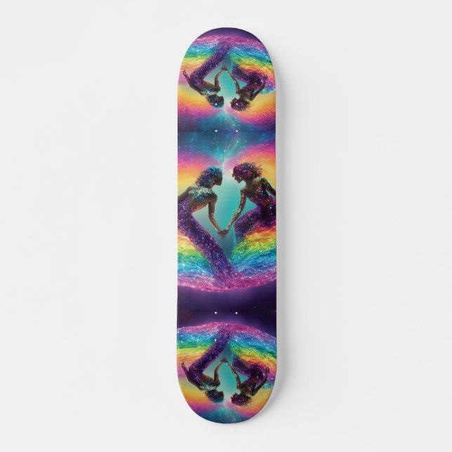 Rainbow Cosmic Lovers Galaxy Feminine Energy Sk8r Skateboard (Vorne)