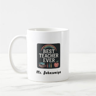 Rainbow-Crayon-Apfel-Schwarz-Abzeichen-Bester-Lehr Kaffeetasse