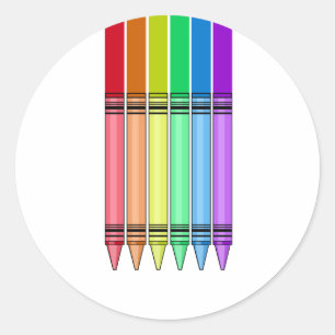 Rainbow Crayon Runder Aufkleber