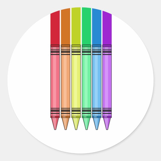 Rainbow Crayon Runder Aufkleber (Vorderseite)