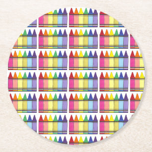 Rainbow Crayons Artist Art Class Birthday Party Runder Pappuntersetzer