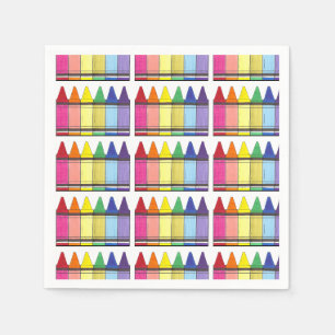 Rainbow Crayons Artist Art Class Birthday Party Serviette