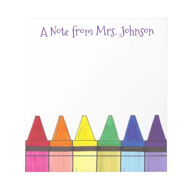 Rainbow Crayons ein Hinweis von Art Teacher Artist Notizblock (Vorderseite)
