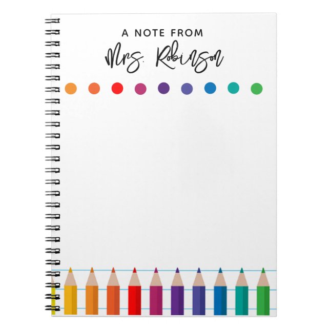 Rainbow Crayons Kindergarten Lehrer Notizblock (Vorderseite)