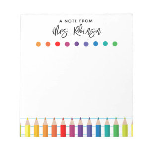 Rainbow Crayons Kindergarten Lehrer Notizblock