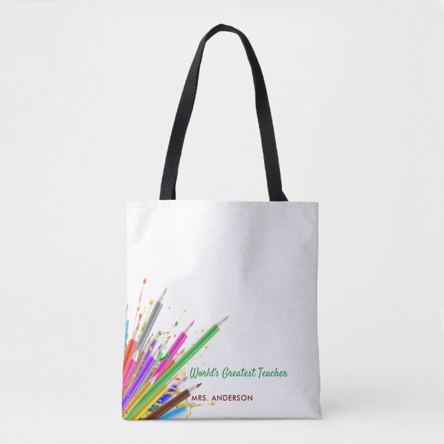 Rainbow Crayons Kindergarten Sac fourre-tout cadea (Devant)