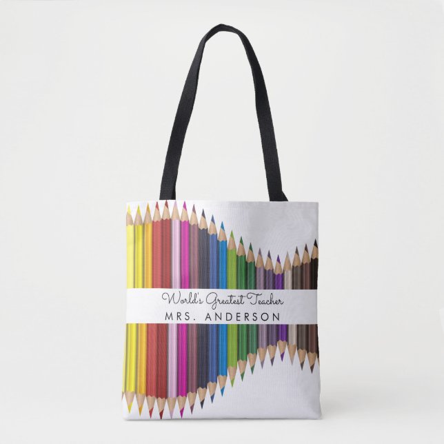 Rainbow Crayons Kindergarten Teacher-Geschenk Tasche (Vorderseite)