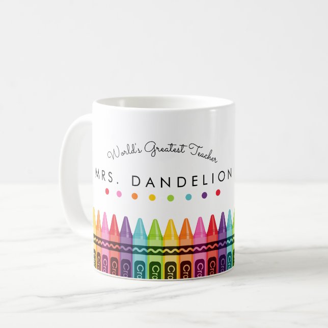 Rainbow Crayons Mondes Meilleures Mug de café ense (Devant gauche)