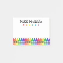 Rainbow Crayons Preschool Teacher Sticky Notes