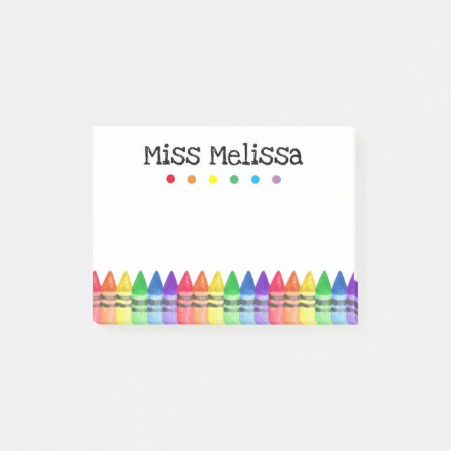 Rainbow Crayons Preschool Teacher Sticky Notes Post-it Klebezettel (Vorderseite)