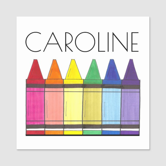 Rainbow Crayons School Art Supplier Teacher Namensschild (Vorderseite)