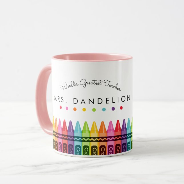 Rainbow Crayons Weltbest Teacher Coffee Tasse (Vorderseite Links)